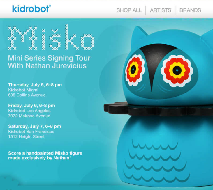 event invitation email from Kidrobot